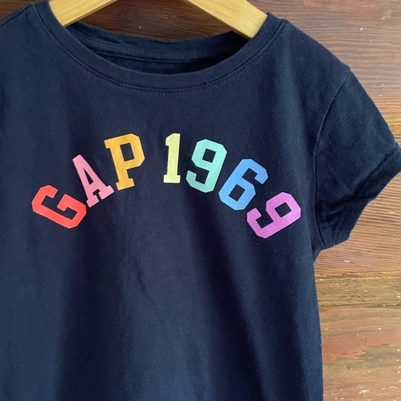 GAP Other - M 7/8 GAP 1969 Logo T-Shirt, Classic Navy & Rainbow Text, Unisex, Crew Neck